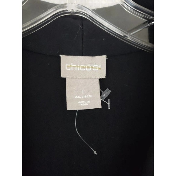 Chico's ~Woman Size 1 (M)~ Black V-Neck Oina Cotton Knit Top Long Sleeve NWOT. - Picture 2 of 9